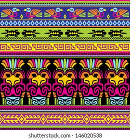 seamless vector background with  animals mexican ornament