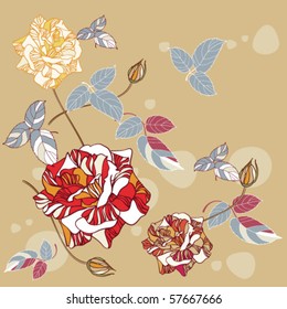 seamless vector background "Autumn Roses"