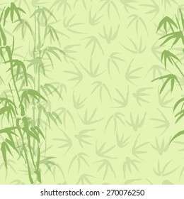 Seamless vector background with bamboo of green color