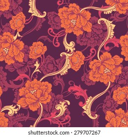 Seamless vector background. Baroque pattern 