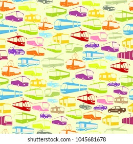 Seamless vector background based on public transport 