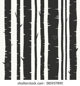 Seamless vector background with birch forest