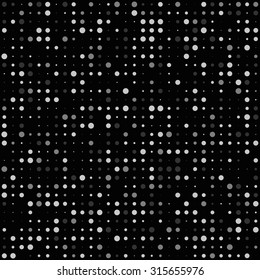 seamless vector background black dots pattern. regular algorithmic tile with black background and dots. random dots pattern for desktop, web sites, modern cards and graphic design use.