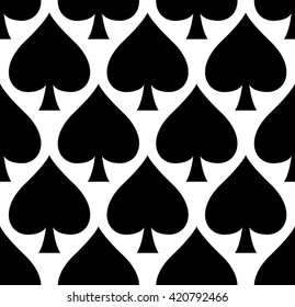 Seamless, vector background with black suits of playing cards. Pattern of spades.