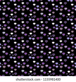 Seamless vector background with black, violet and neutral hearts. Love, wedding, Valentines day design.