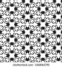 Seamless vector background. Black and white repeat pattern. Abstract  wallpaper for design, fabric, textile, cover, wrapping.