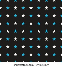 Seamless vector background with blue and white stars