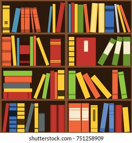 Seamless vector background with bookshelves