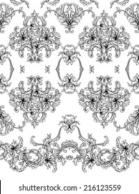 Seamless vector background with border, Baroque pattern 