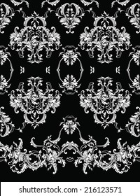 Seamless vector background with border, Baroque pattern 