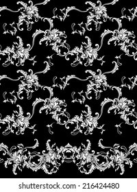 Seamless vector background with border. Baroque pattern 