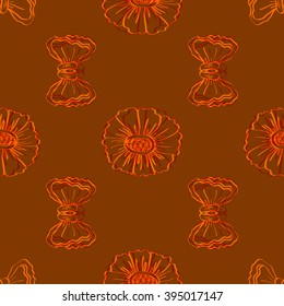Seamless vector background with bows and flowers.