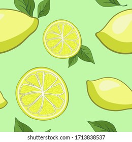  Nahtlose Vektorillustration, Hintergrund. Helle Zitronen.