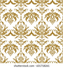 Seamless vector background. Brown texture on white background. Abstract pattern in Arabian style. Graphic modern pattern.