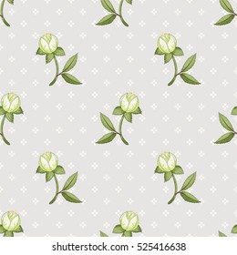 Seamless vector background with buds of hellebore flowers. Scandinavian ornament on backdrop. Christmas collection.