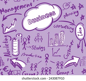Seamless vector background, business, management scheme, chart, graph, diagram and schedule texture. Violet color