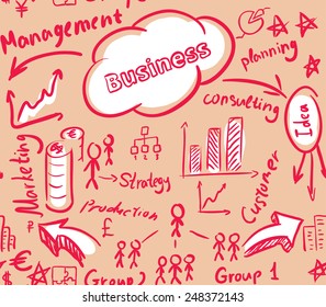 Seamless vector background, business, management scheme, chart, graph, diagram and schedule texture. Red color