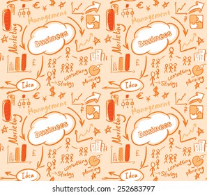 Seamless vector background, business, management scheme, chart, graph, diagram and schedule texture. Yellow and orange