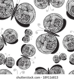 Seamless vector background of butterflies