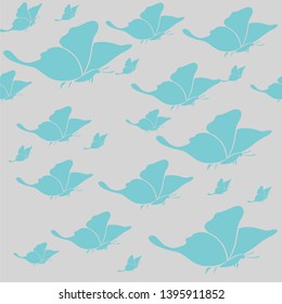 Seamless vector background with butterflies in blue colors. Hipster pattern for children, baby shower, gift wrapping paper, scrapbook in red, pink, aqua, mint green and teal. - Vector