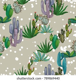 Seamless vector background with cactus