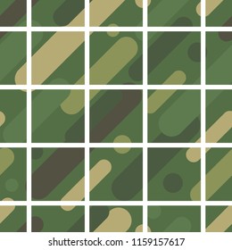 Seamless vector background with camouflage pattern. The military colors. Green-olive range of colors. Textile rapport.
