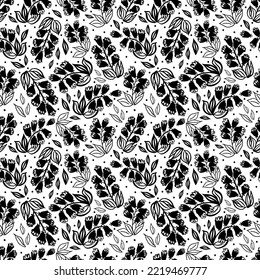 Seamless vector background with campanulas. Hand drawn illustration. Romantic floral background.Hand drawn brush pattern.