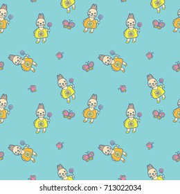 Seamless vector background. Cartoon bunny. Suitable for children's bedding, or clothes, flyer children's books.