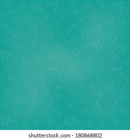 Fondo vectorial impecable con objetos y fórmulas de la química de las caricaturas