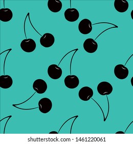 Seamless vector background from cherry repeating elements. For fashion textile retro style. Use it for wall paper, scrapbooking or any print.