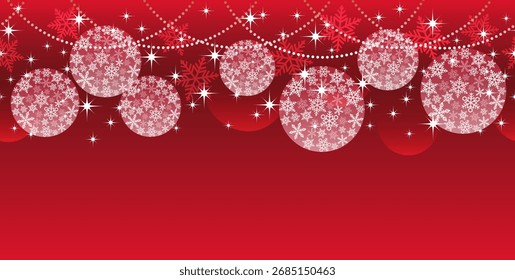 Fondo De Vector Sin Costuras Con Adorno De Bola De Navidad Y Espacio De Texto. Repetible Horizontalmente.