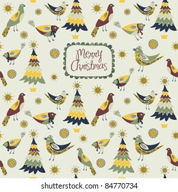 seamless vector background with christmas birds