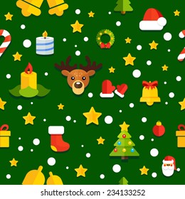Seamless vector background with christmas elements in a flat style