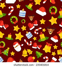Seamless vector background with christmas elements in a flat style