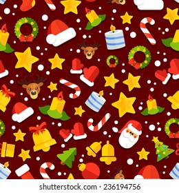 Seamless vector background with christmas elements in a flat style