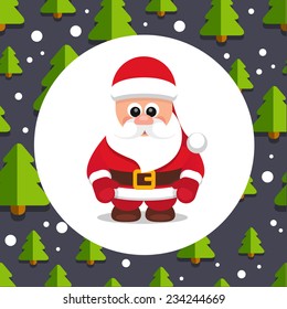 Seamless vector background with a Christmas illustration of Santa Claus in a flat style