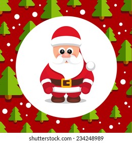 Seamless vector background with a Christmas illustration of Santa Claus in a flat style