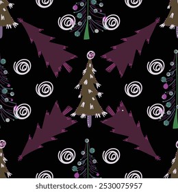 Seamless vector background with Christmas and New Year motifs. Minimalists style texture for decoration, wrapping paper, textile, scrapbboking. 