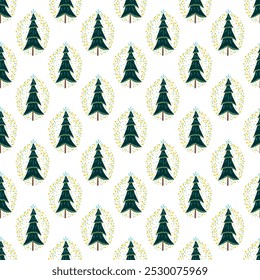 Seamless vector background with Christmas and New Year motifs. Minimalists style texture for decoration, wrapping paper, textile, scrapbboking. 