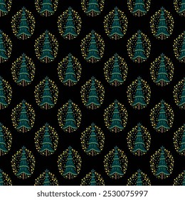 Seamless vector background with Christmas and New Year motifs. Minimalists style texture for decoration, wrapping paper, textile, scrapbboking. 