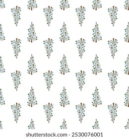 Seamless vector background with Christmas and New Year motifs. Minimalists style texture for decoration, wrapping paper, textile, scrapbboking. 