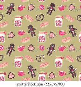 seamless vector background with christmas patterns