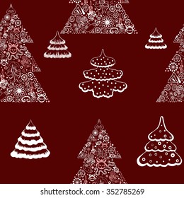 Seamless vector background. Christmas trees.