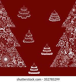 Seamless vector background. Christmas trees.