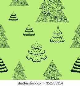 Seamless vector background. Christmas trees.