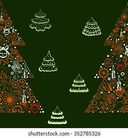 Seamless vector background. Christmas trees.