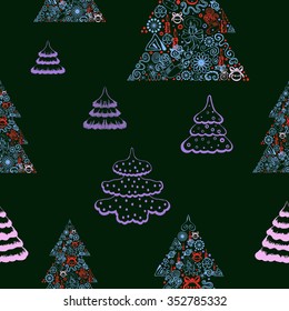 Seamless vector background. Christmas trees.