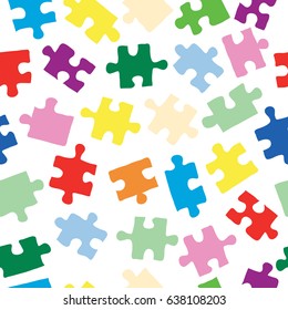 Seamless vector background with color puzzle elements on white background /mission impossible
