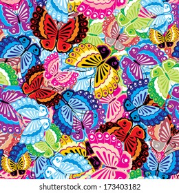 seamless vector background of the colorful butterfly.