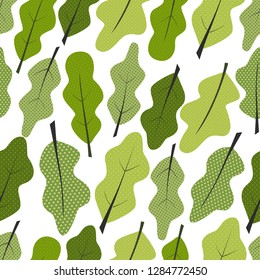 seamless vector background with colorful dotted leaves on white 